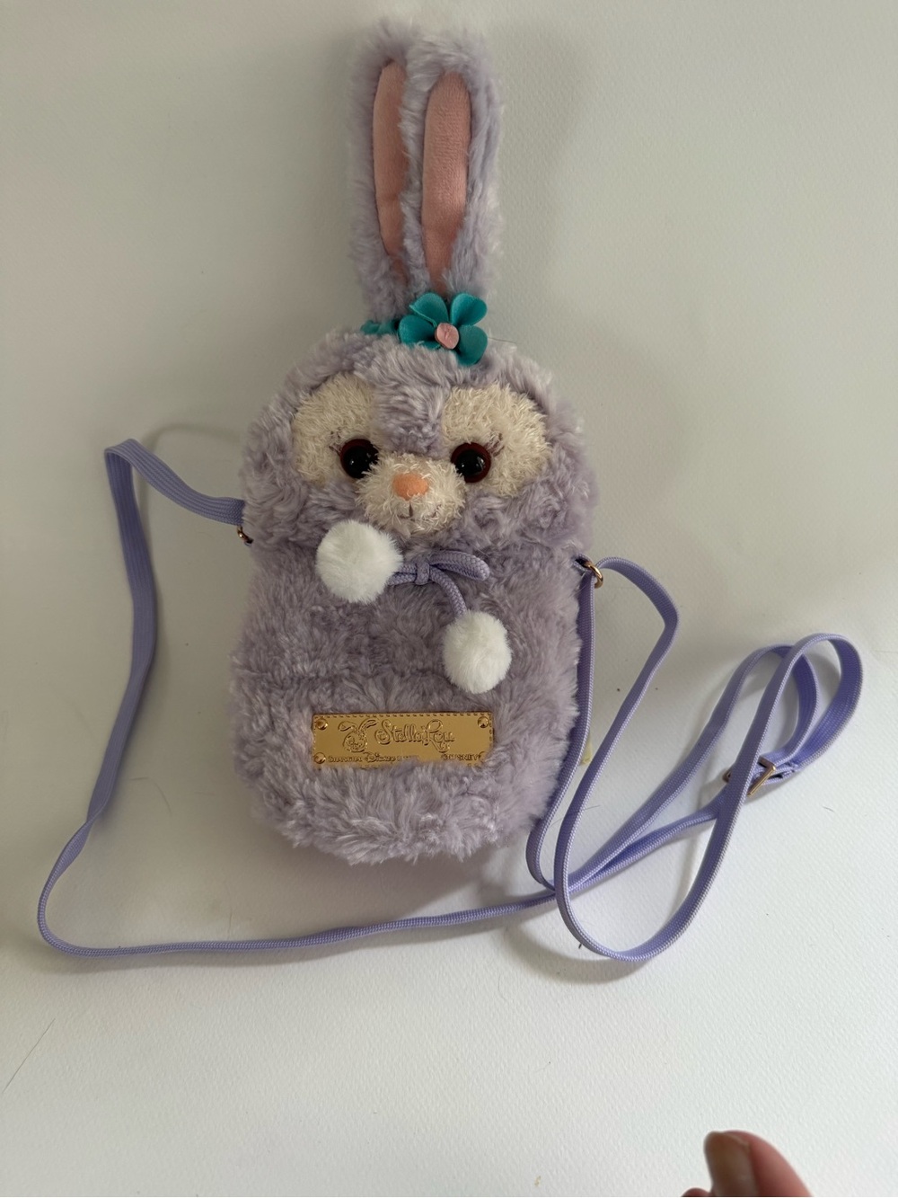 Disney Stella Lou Water bottle bag Plush Crossbody Bag with Teal Flower